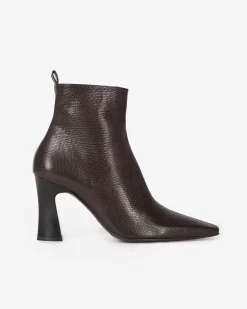 Bottines en cuir effet lézard marron