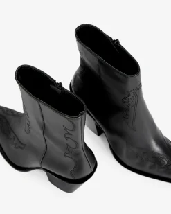 Bottines à talons en cuir noires