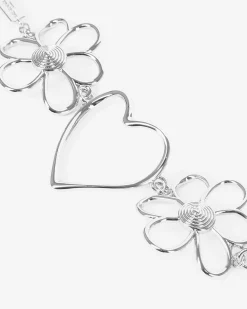 Bracelet cœurs et fleurs argenté