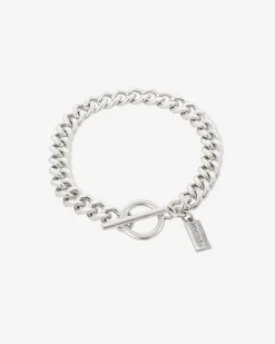 Bracelet large en chaîne argenté