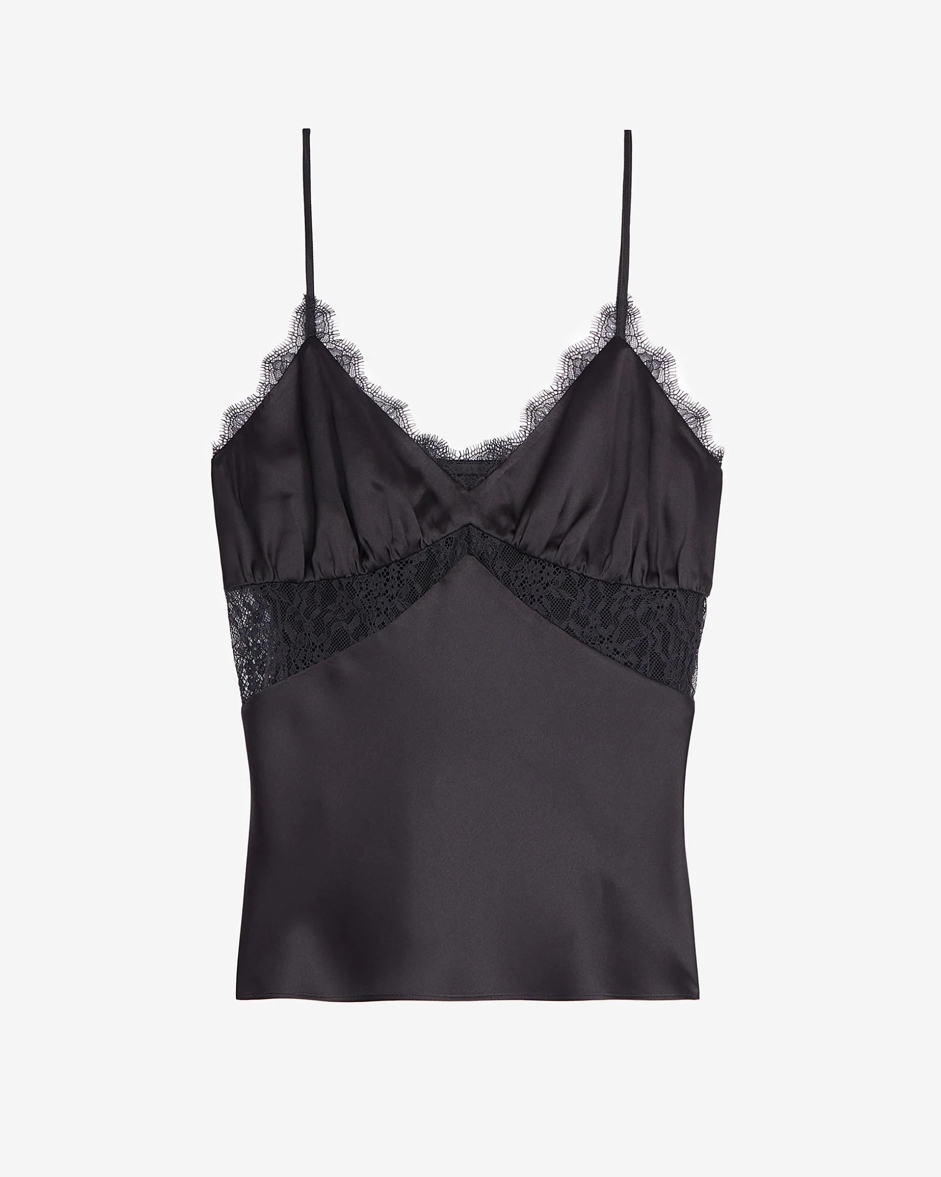 Caraco en soie avec dentelle noir