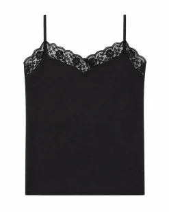Caraco en soie et dentelle noir