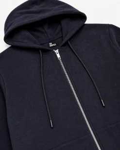 Cardigan à capuche en laine mérinos marine