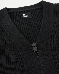 Cardigan court zippé en laine mérinos gris