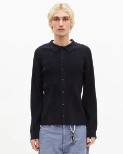 Cardigan à côtes marine