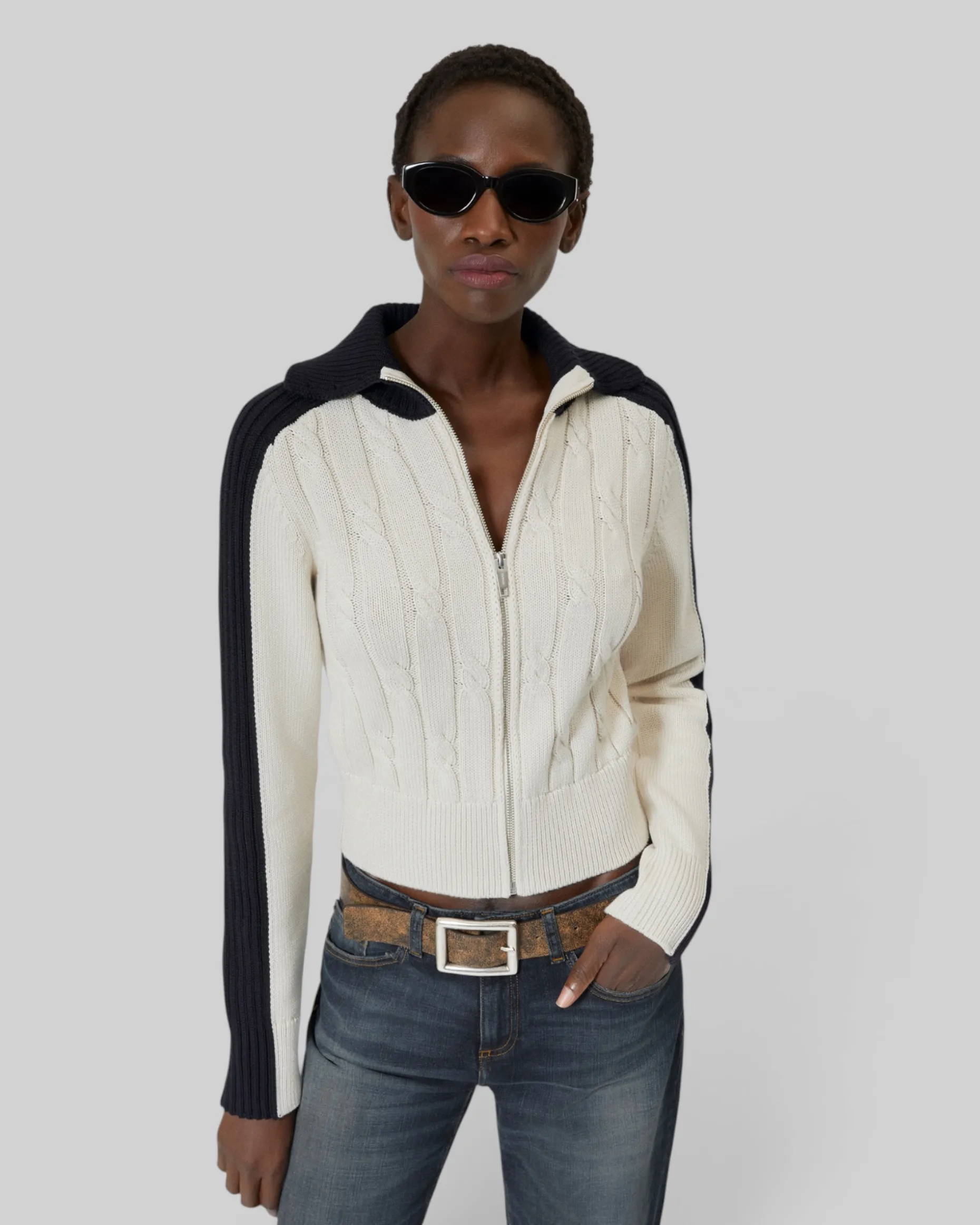 Cardigan en coton écru
