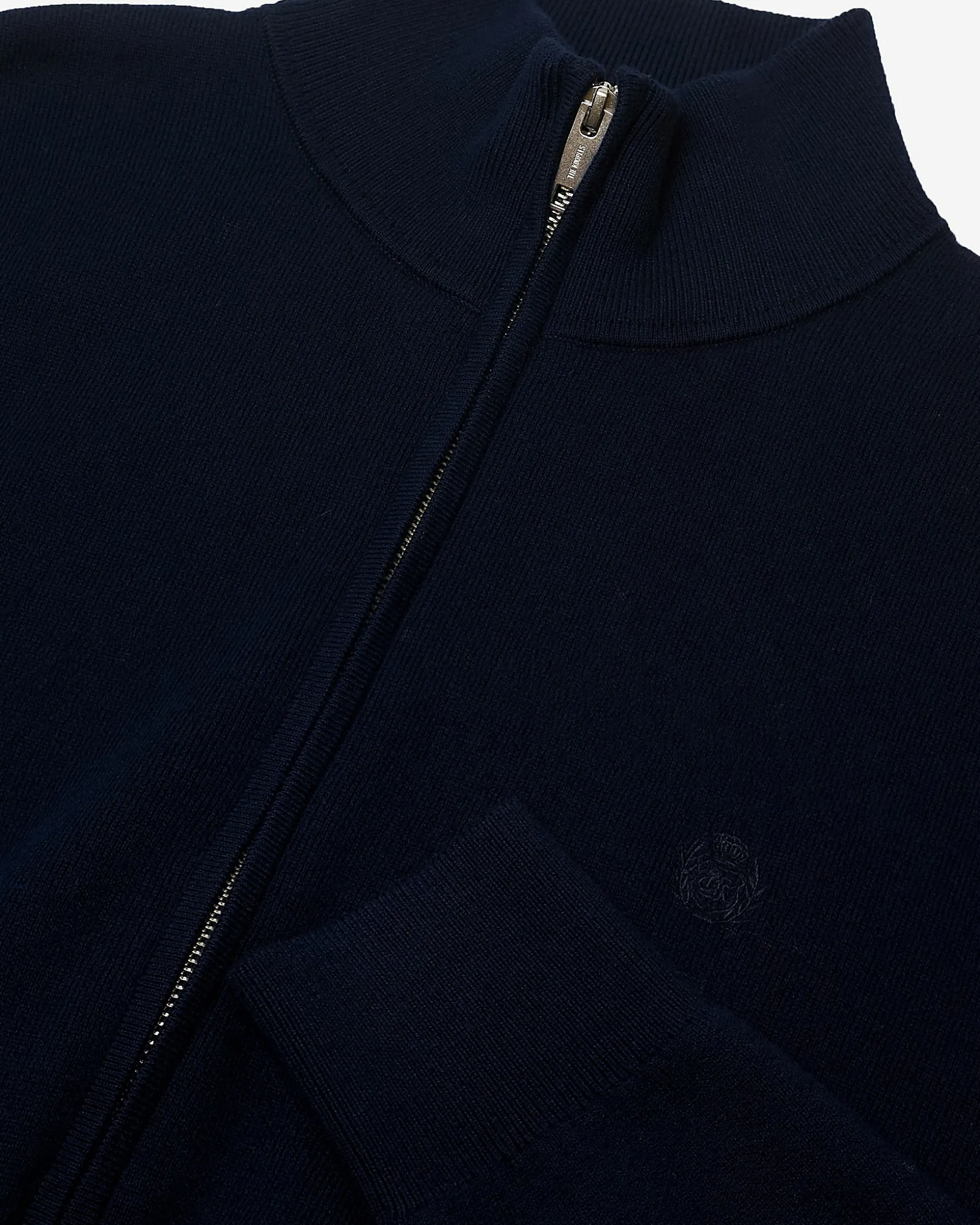 Cardigan en laine double face à zip marine