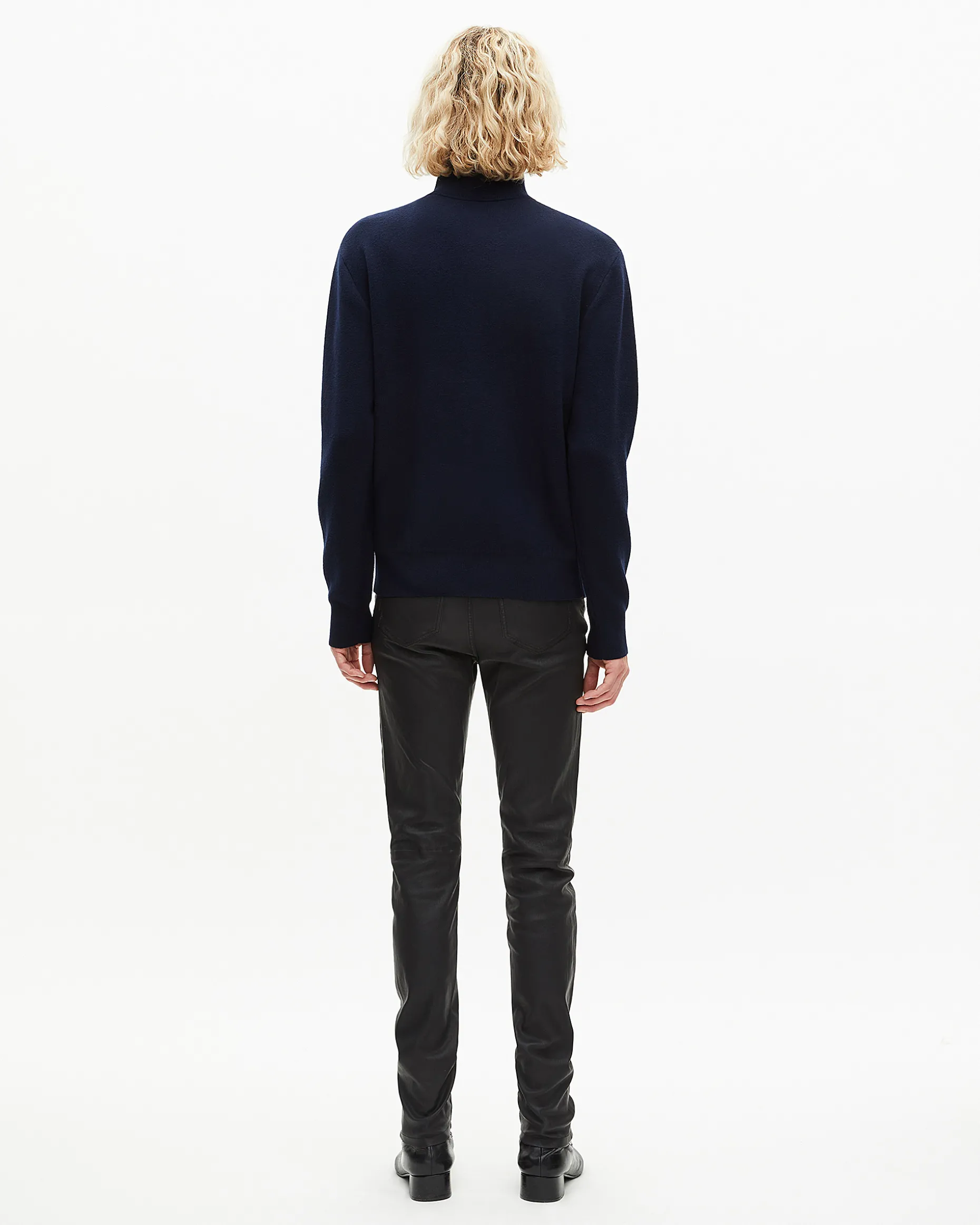 Cardigan en laine double face à zip marine