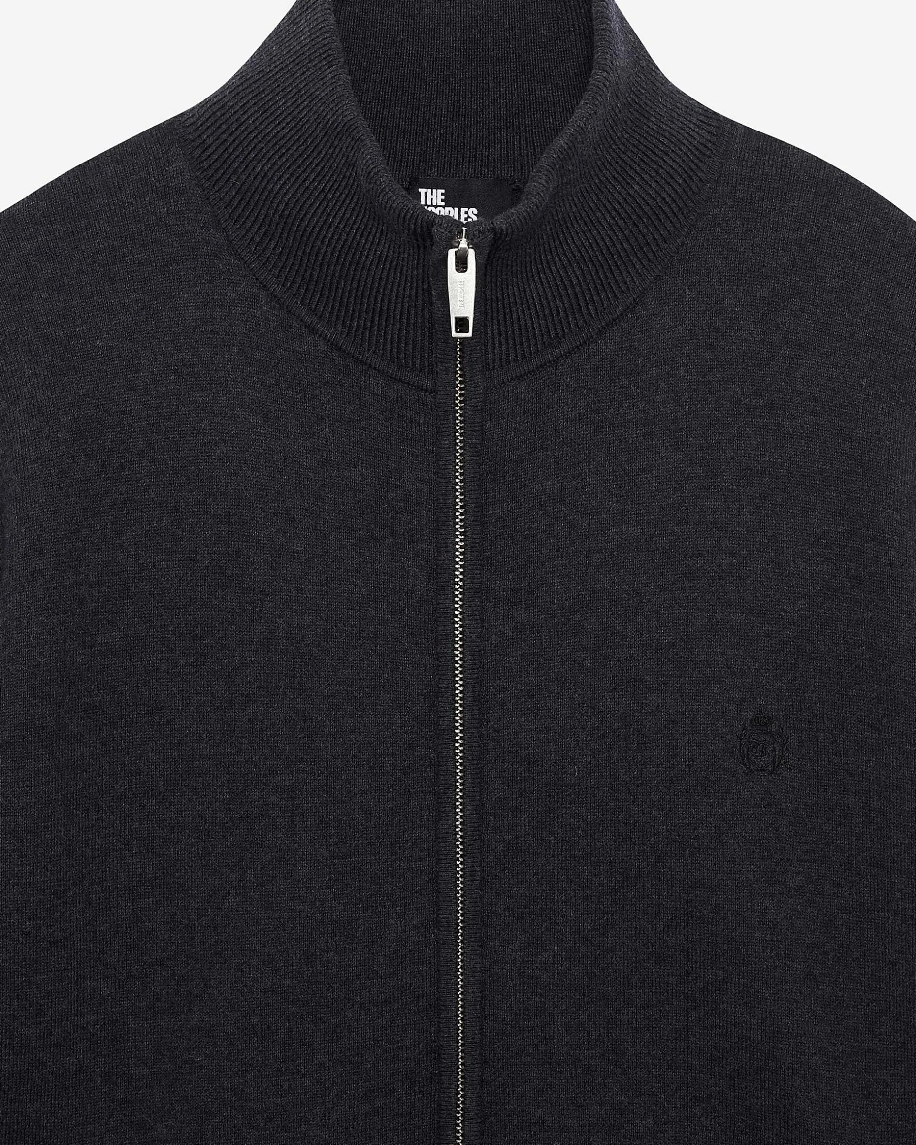 Cardigan en laine double face à zip gris