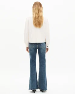 Cardigan en laine merinos et coton écru