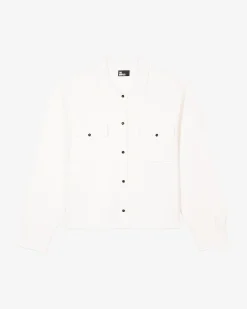Cardigan en laine merinos et coton écru