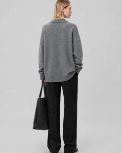 Cardigan en laine mérinos et cachemire gris