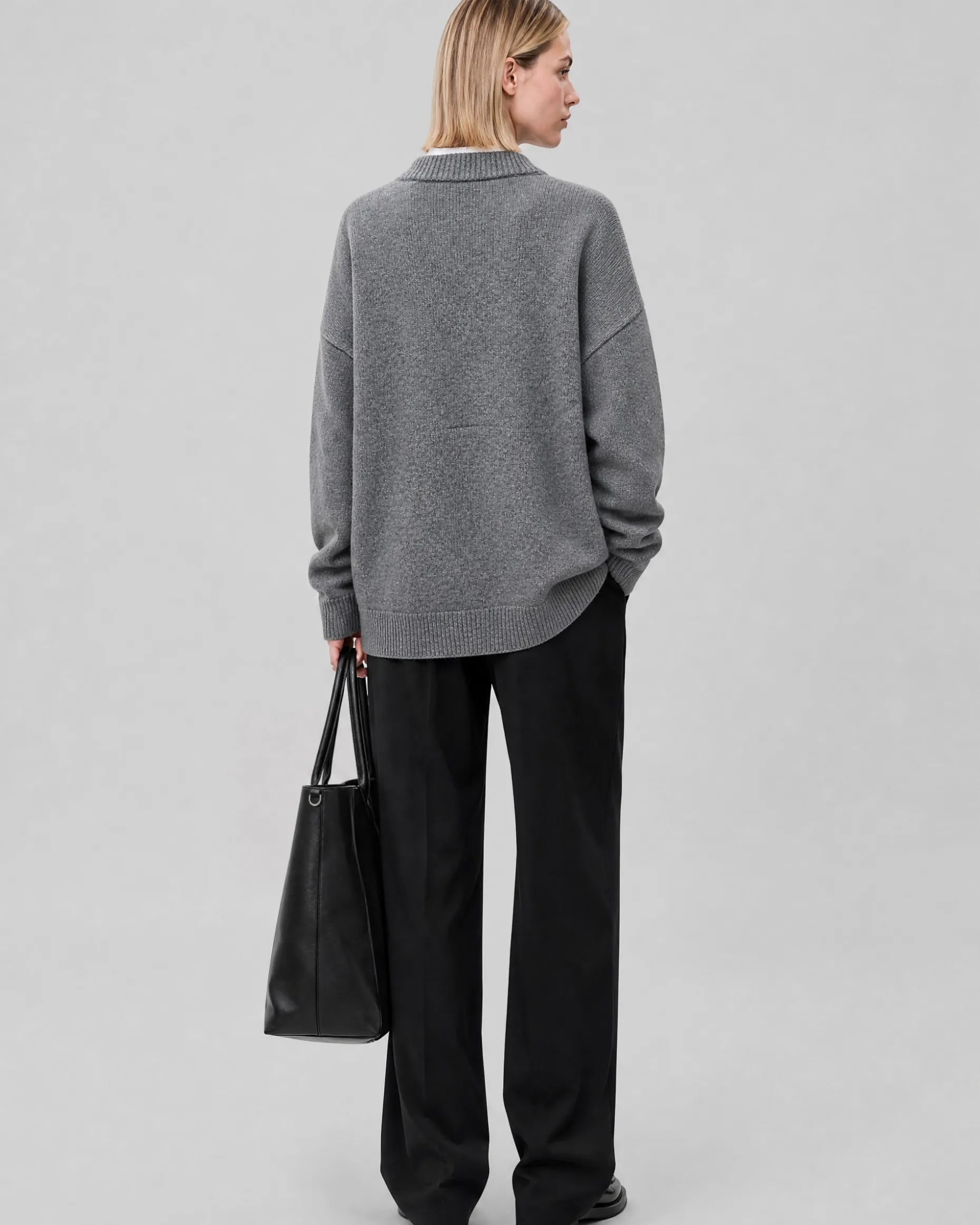 Cardigan en laine mérinos et cachemire gris