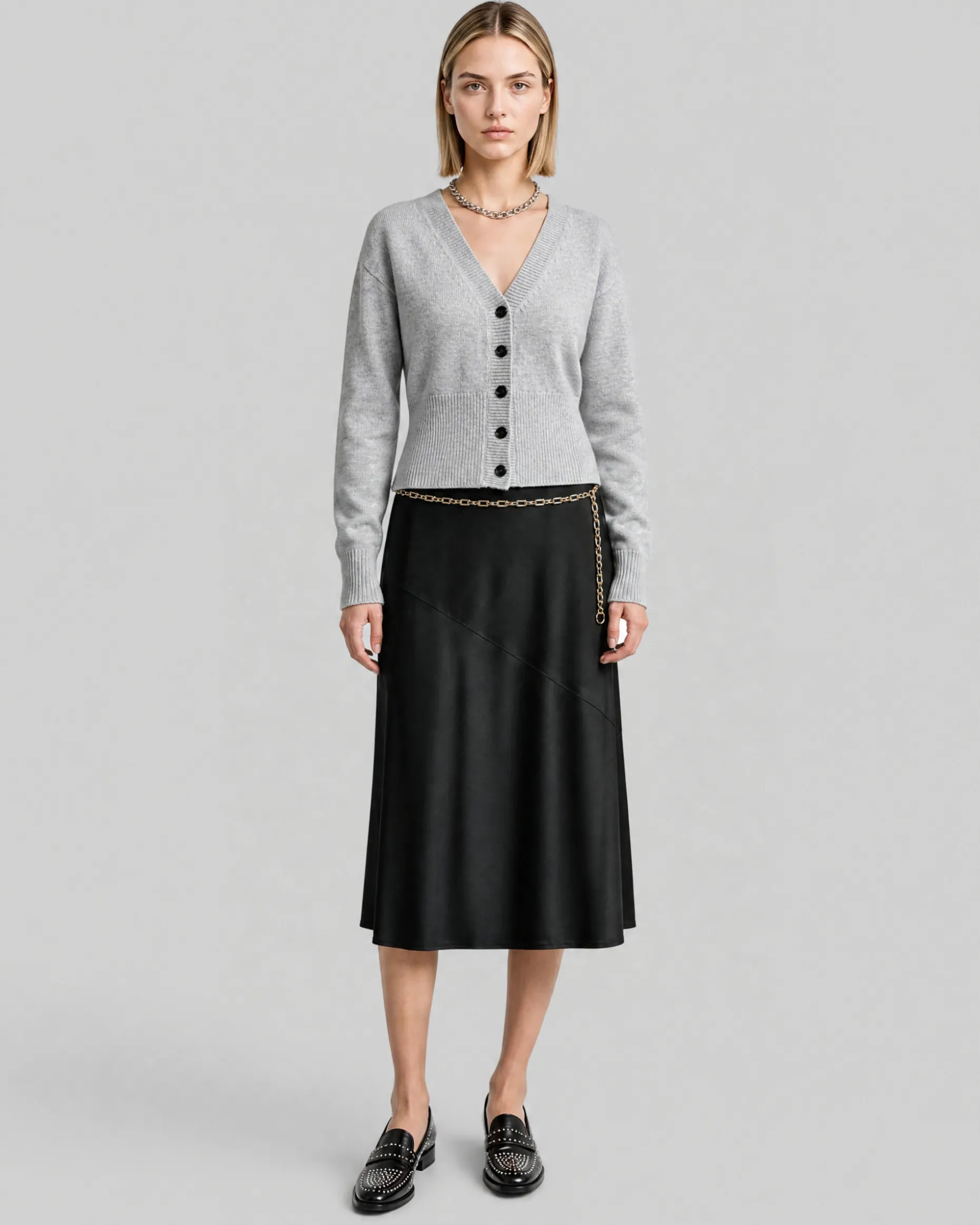Cardigan en laine mérinos et cachemire bleu
