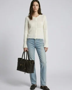 Cardigan en maille ajourée écru