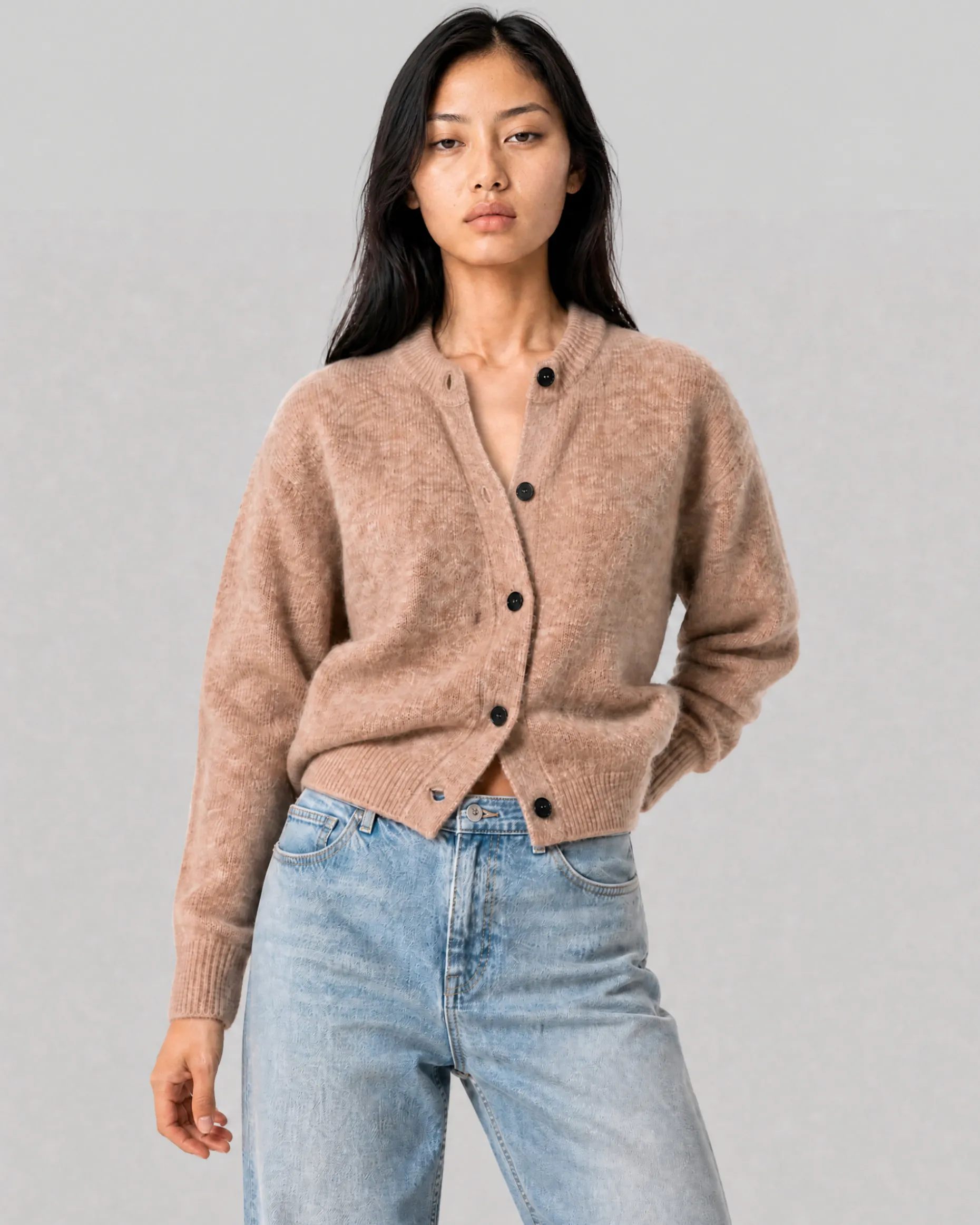 Cardigan en mohair mélangé beige