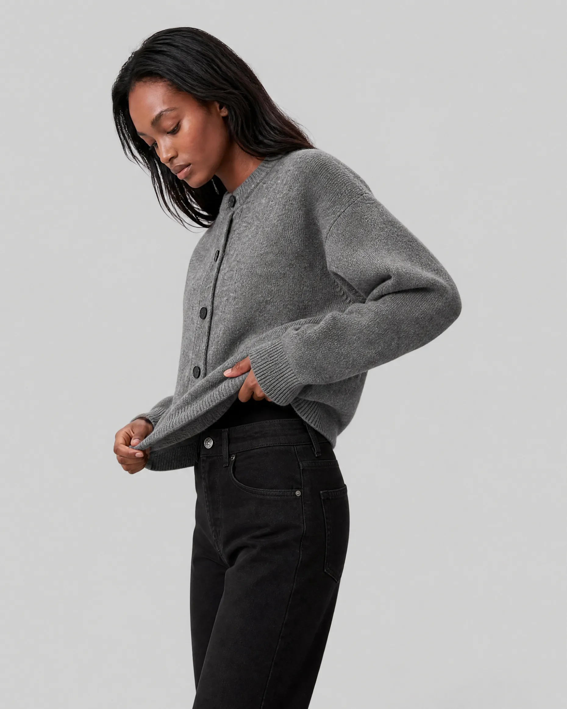 Cardigan en mohair mélangé gris