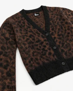 Cardigan en mohair mélangé motif léopard