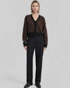 Cardigan en mohair mélangé motif léopard