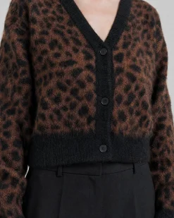 Cardigan en mohair mélangé motif léopard