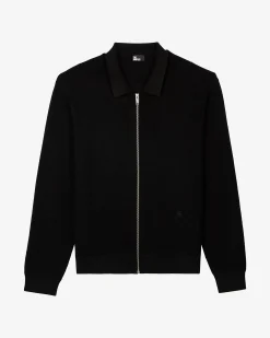 Cardigan en nid d'abeille noir