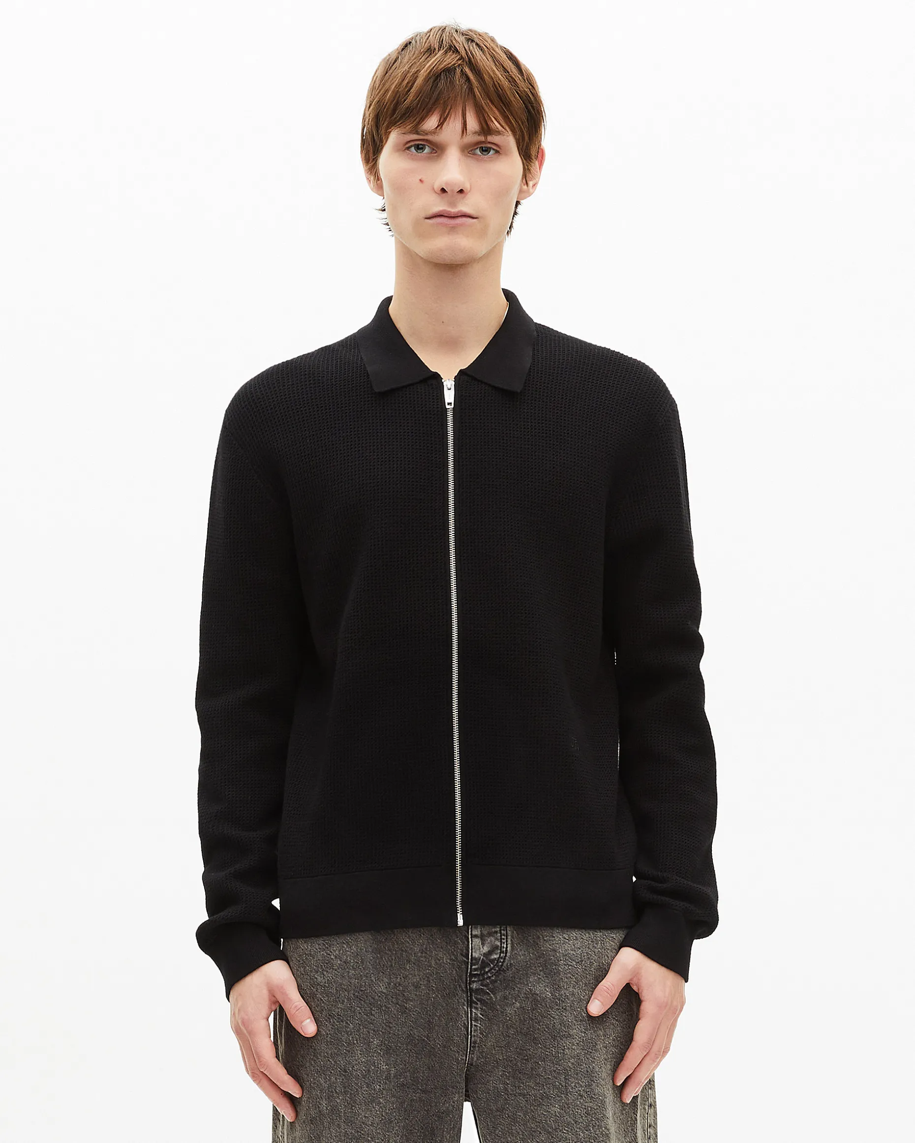 Cardigan en nid d'abeille noir