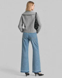 Cardigan zippé en laine mérinos gris