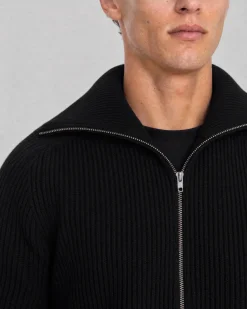 Cardigan zippé en laine noir