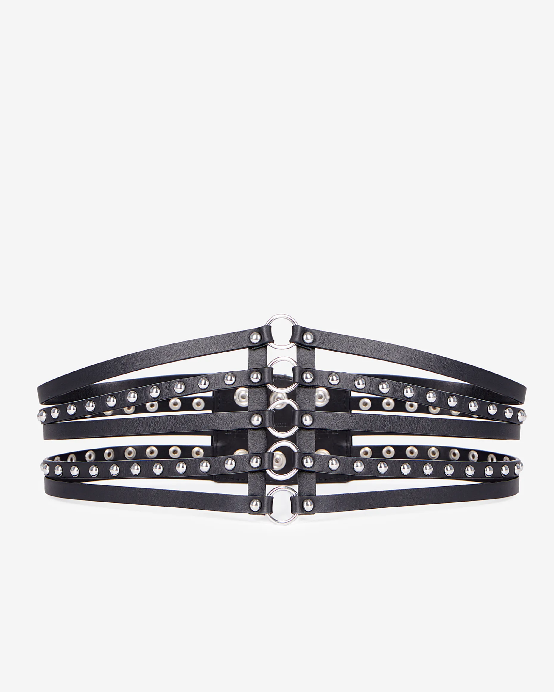 Ceinture corset en cuir avec clous noire