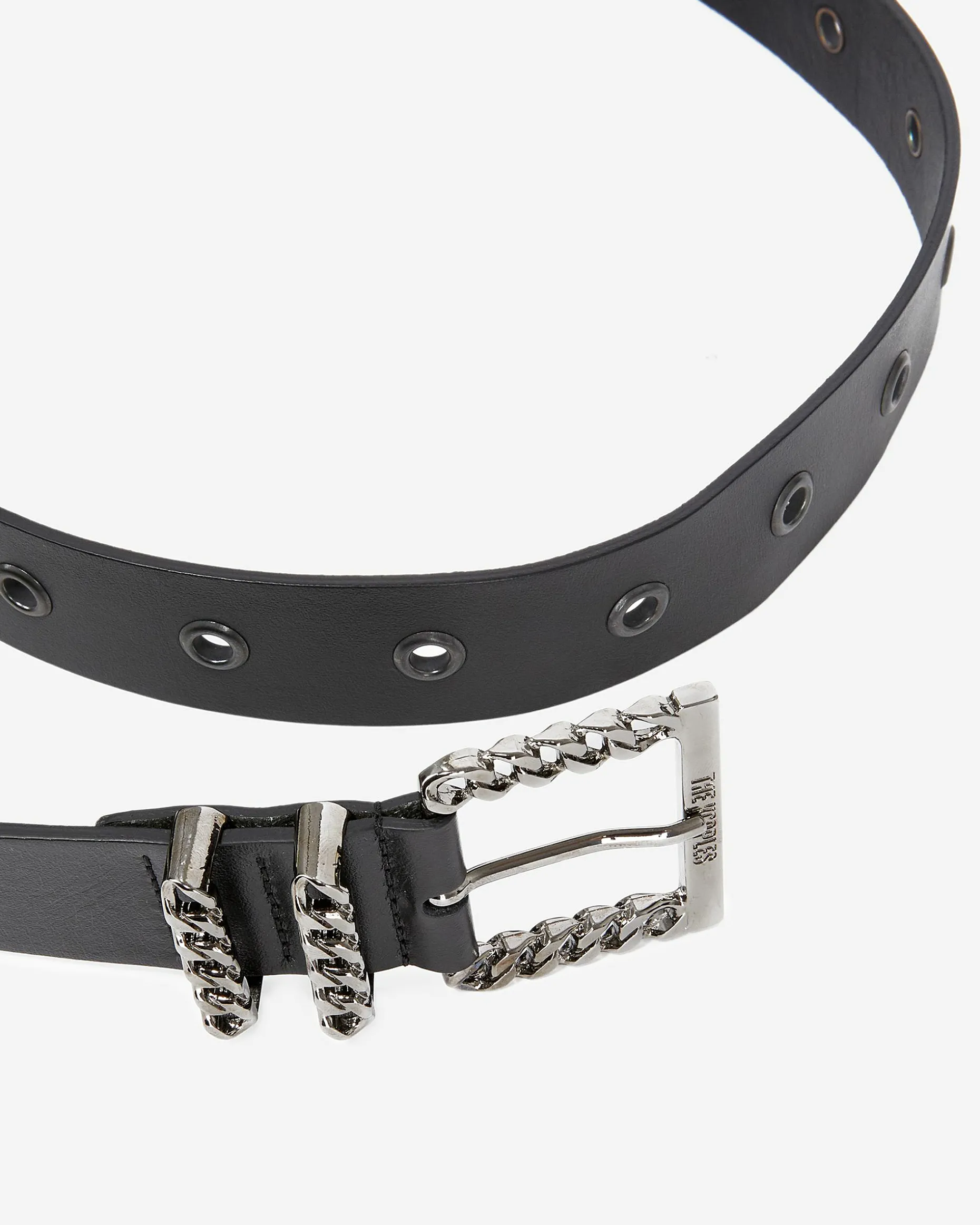 Ceinture en cuir avec boucle chaîne noire