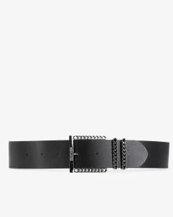 Ceinture en cuir avec boucle chaîne noire