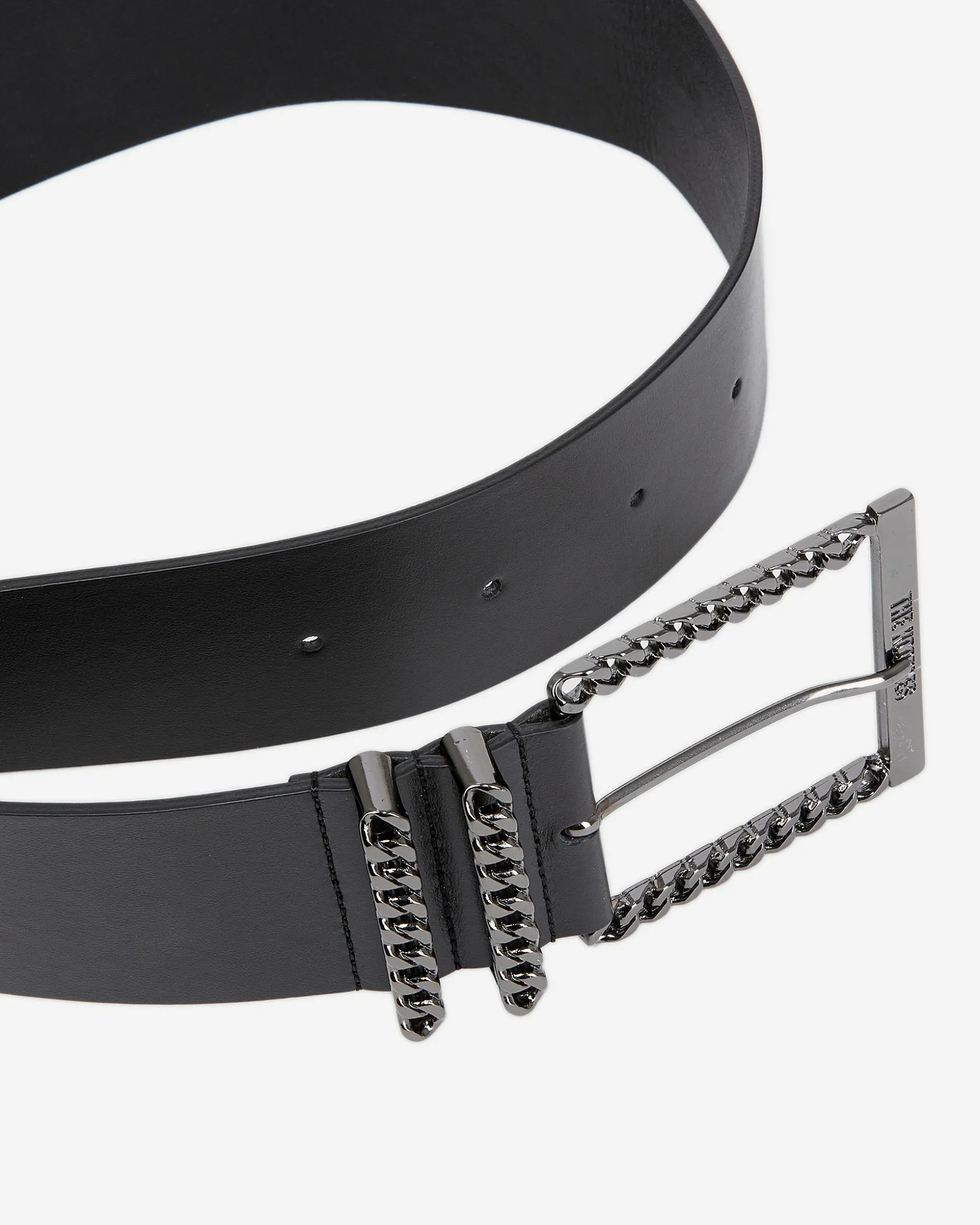 Ceinture en cuir avec boucle chaîne noire