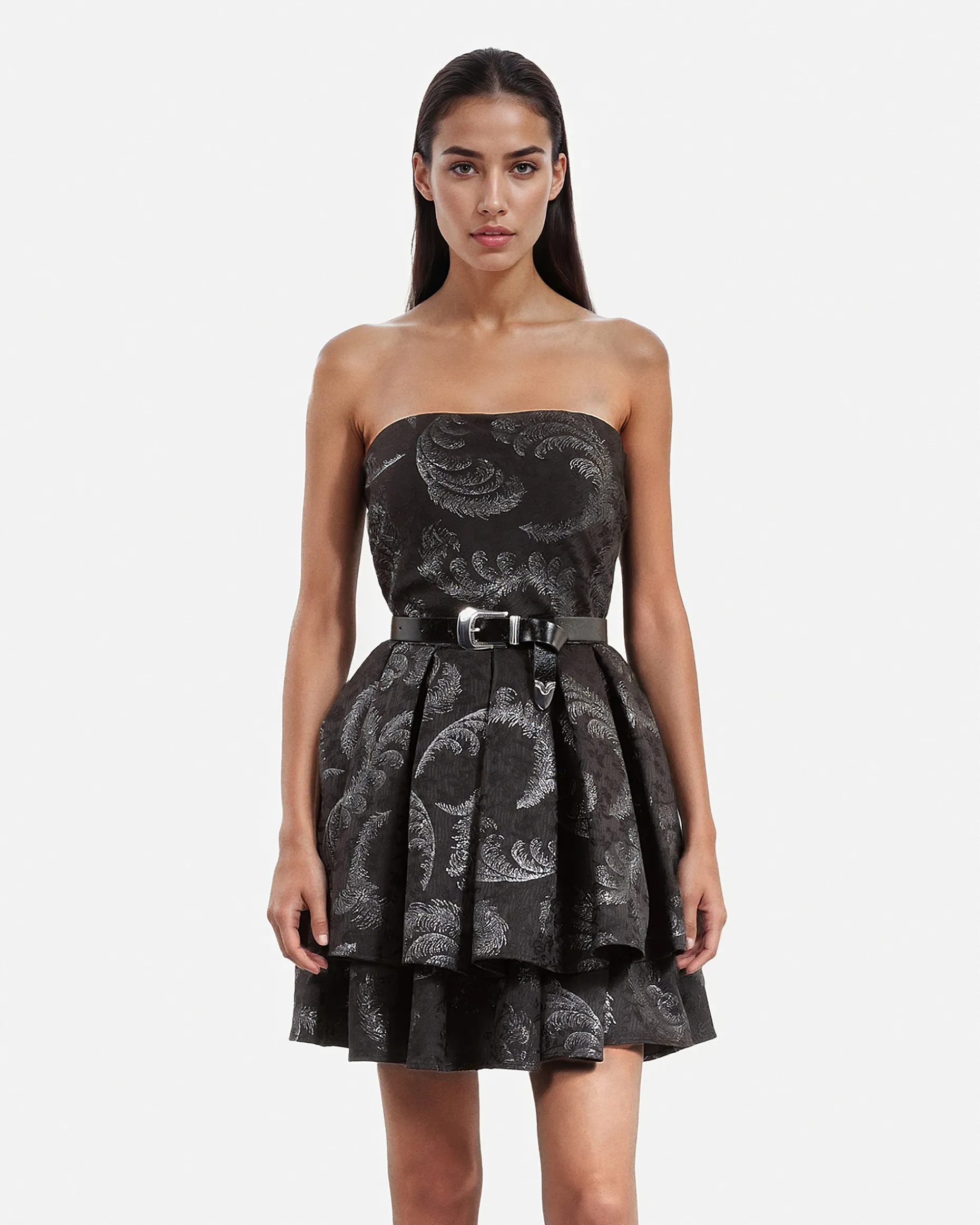 Ceinture fine en cuir noire