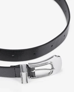 Ceinture fine en cuir noire