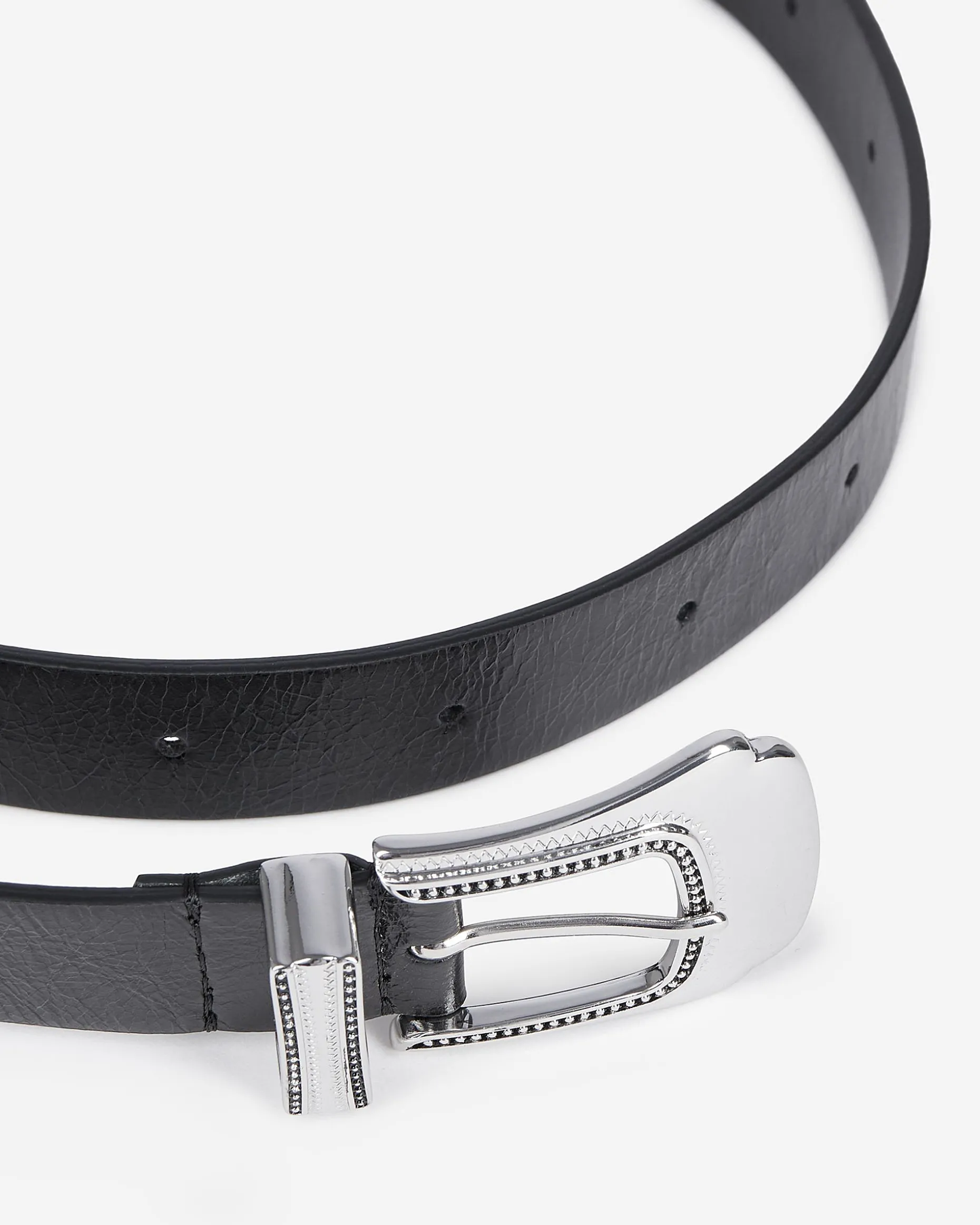 Ceinture fine en cuir noire