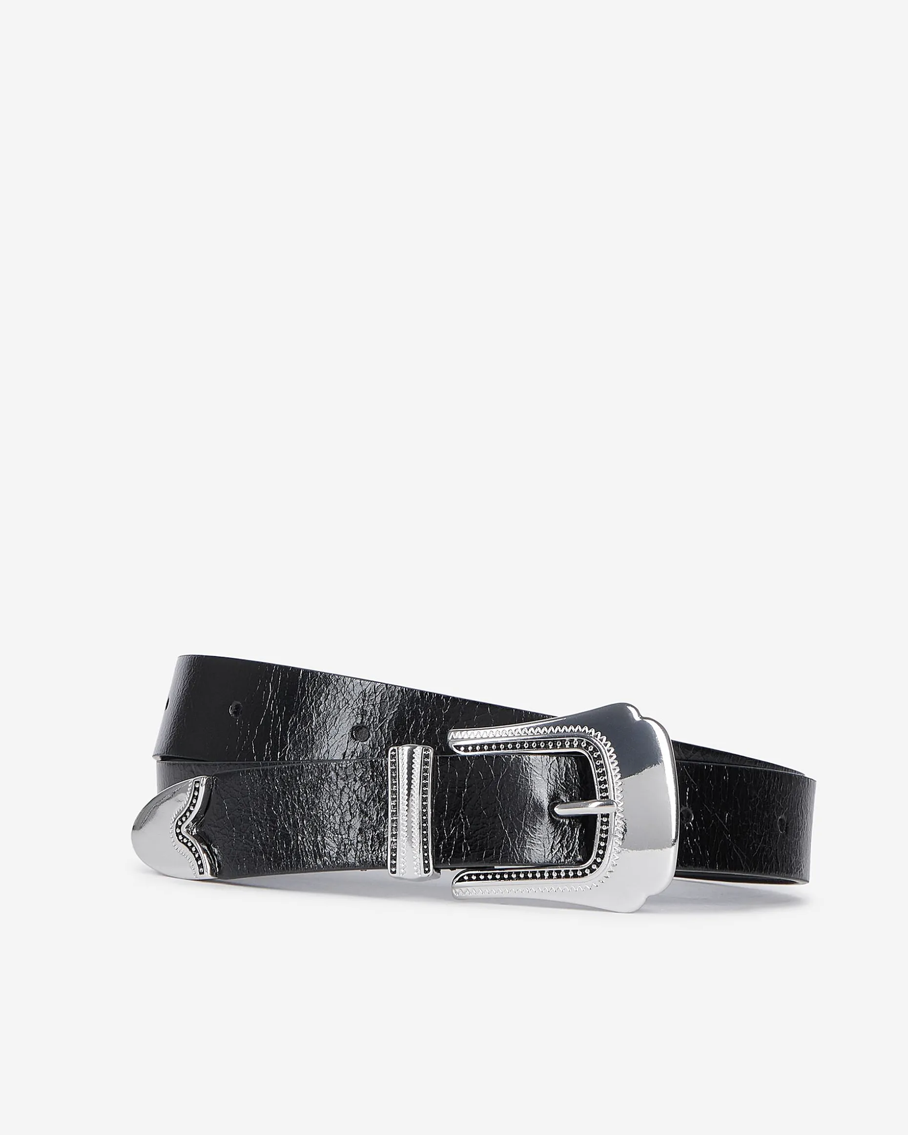 Ceinture fine en cuir noire