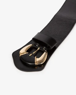 Ceinture large en cuir noire