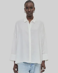 Chemise ample en soie lavée blanche