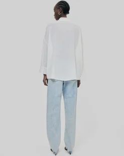 Chemise ample en soie lavée blanche