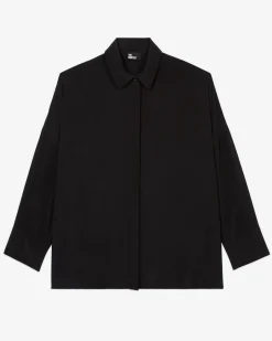 Chemise ample en soie lavée noire