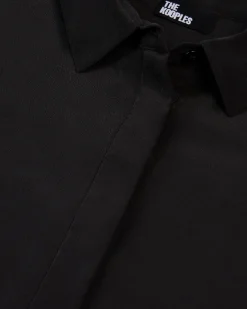 Chemise ample en soie lavée noire