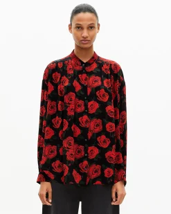 Chemise ample imprimé fleuri noire