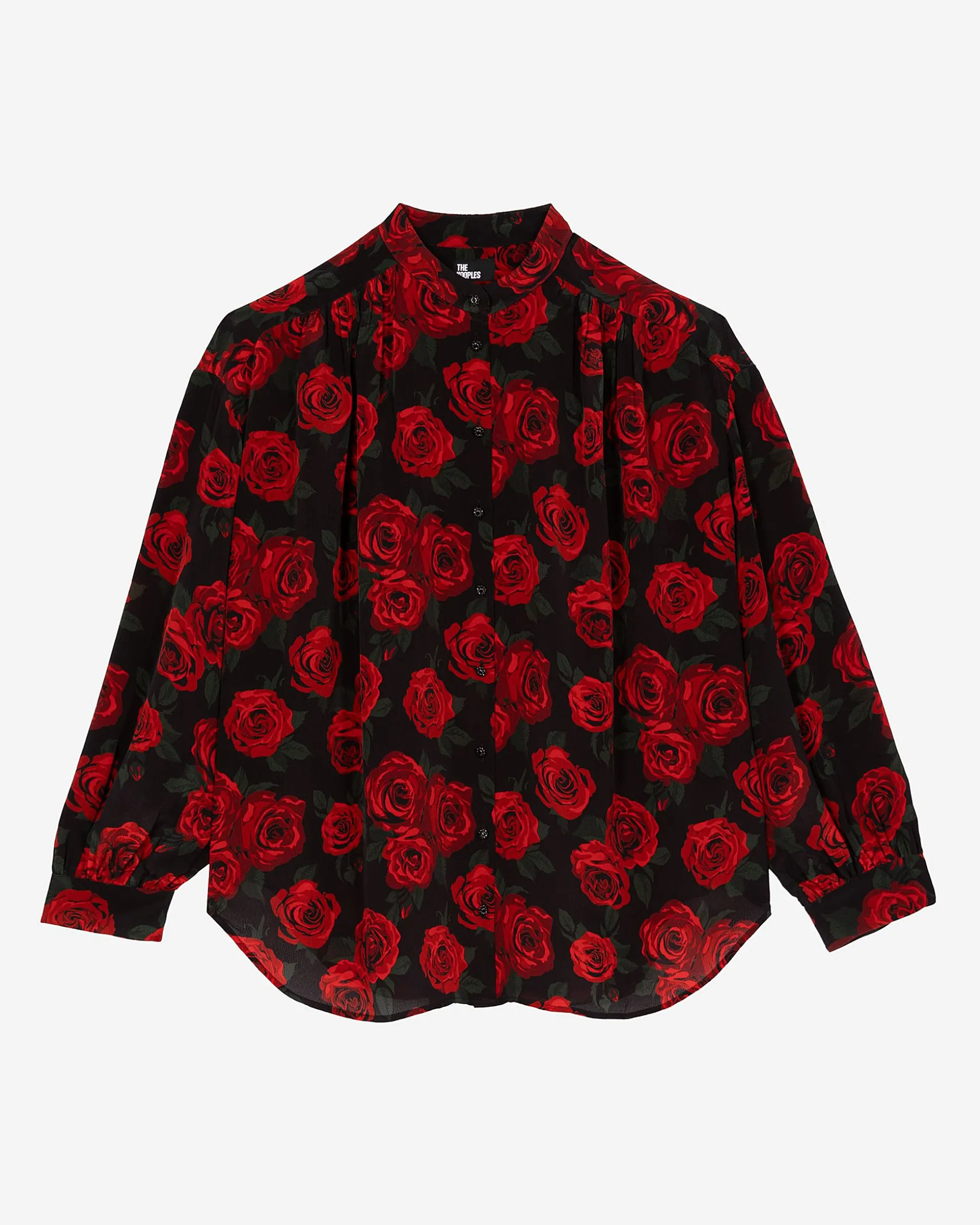 Chemise ample imprimé fleuri noire