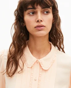 Chemise avec détails de plissage pêche