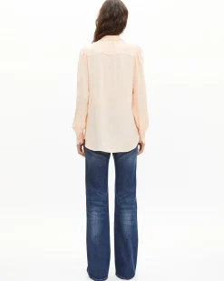 Chemise avec détails de plissage pêche