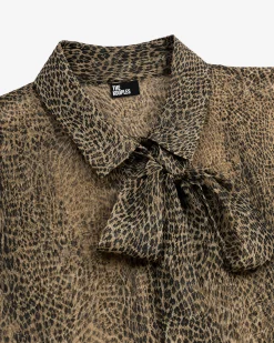 Chemise avec lavallière imprimé léopard