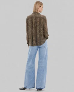 Chemise avec lavallière imprimé léopard