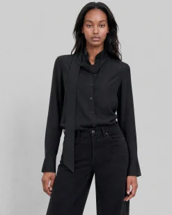 Chemise avec lavallière noire