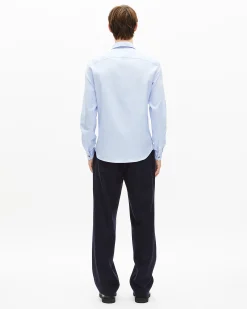 Chemise col italien bleue