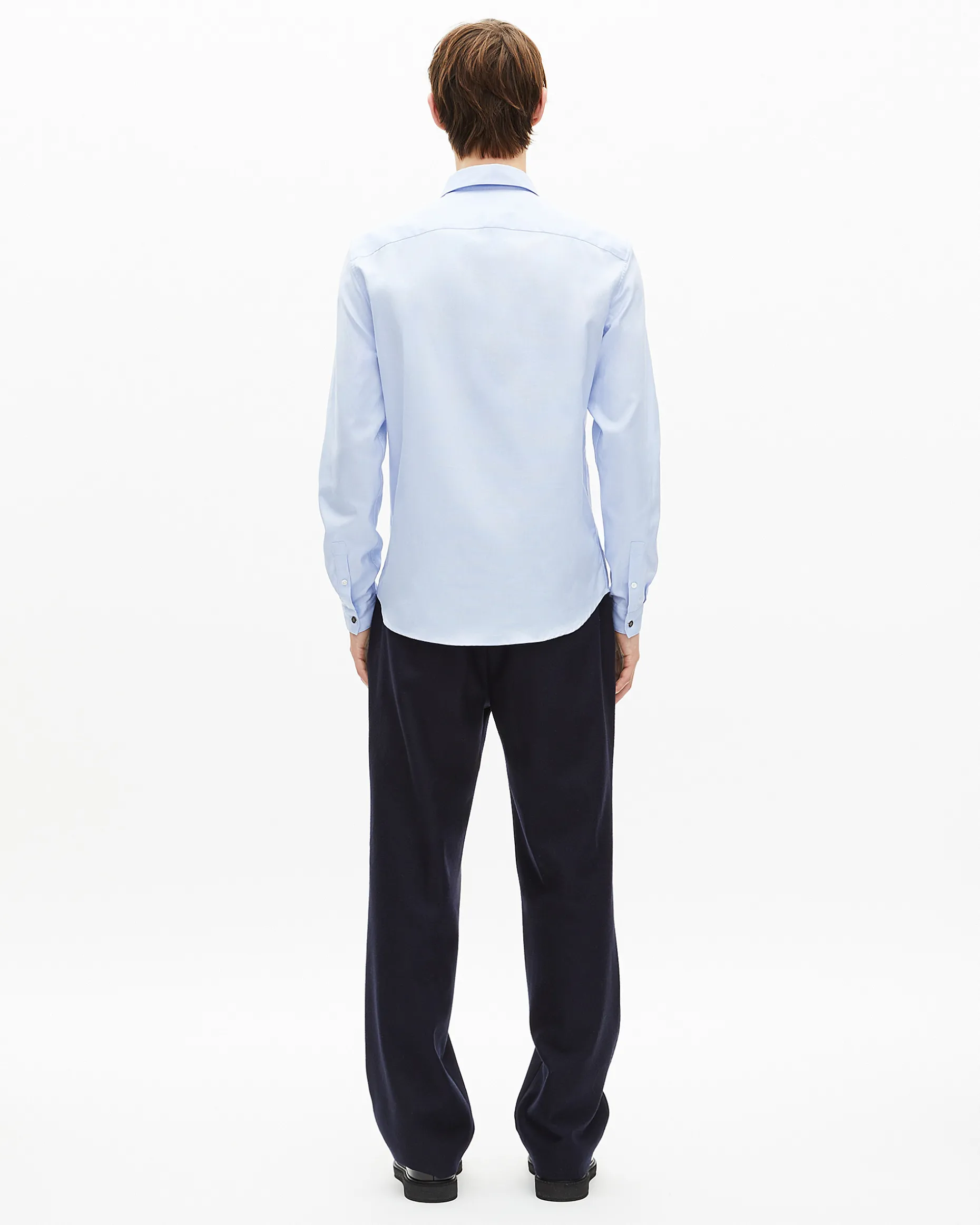 Chemise col italien bleue